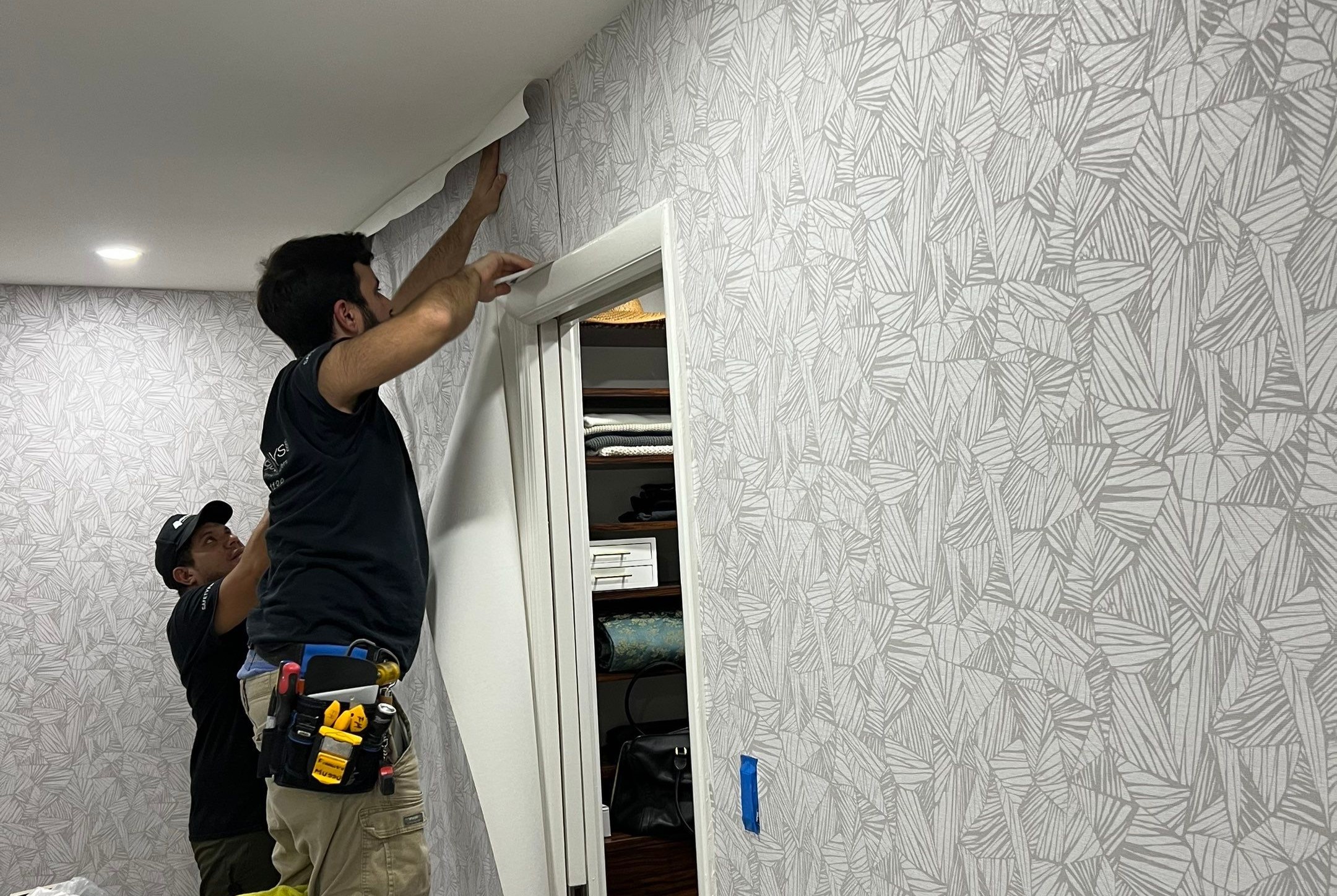 Textured wallpaper feature wall